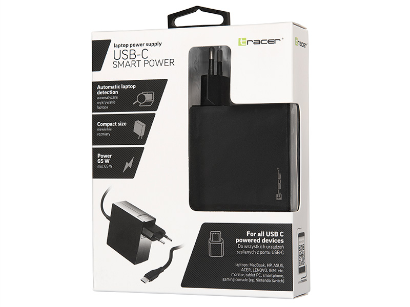 Notebook charger 65W USB-C TRACER Smart Power