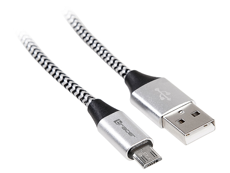Cable TRACER USB 2.0 AM - micro 1,0m black-silver