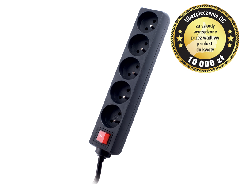 Surge protector TRACER Power Patrol 5 m Black (5 outlets)