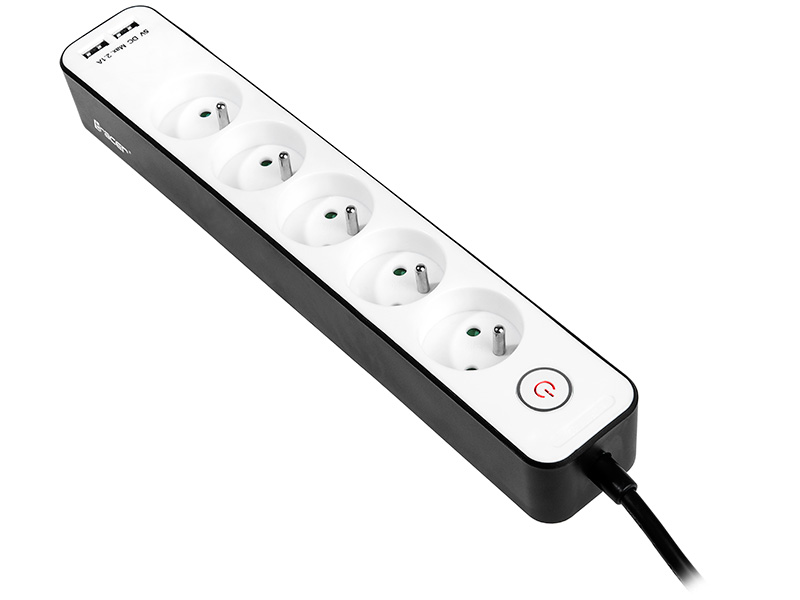 Power Strip TRACER Zebra mobile ready 1.5 m (5 outlets + 2USB 2,1A)