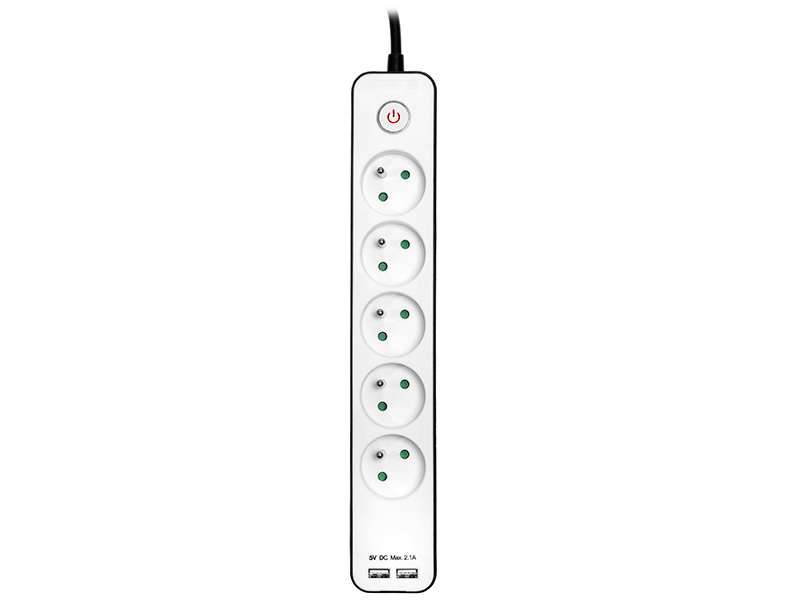 Surge protector TRACER Zebra mobile ready 1.5 m (5 outlets + 2USB 2,1A)