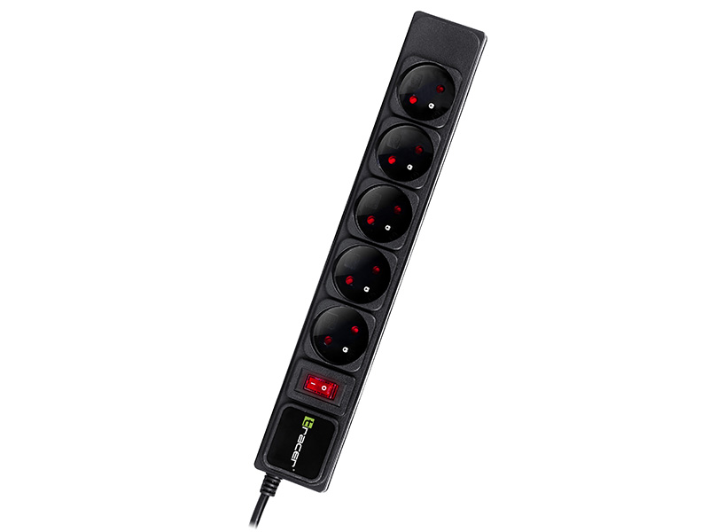 Surge protector TRACER PowerWatch 3,0 m Black (5 outlets)