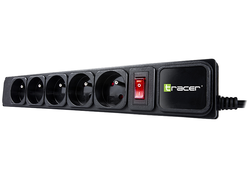Surge protector TRACER PowerWatch 3,0 m Black (5 outlets)