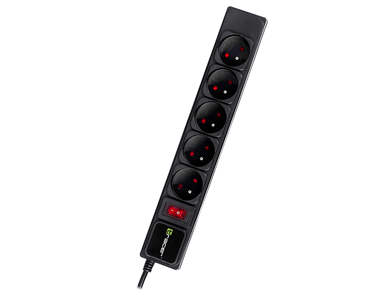 Surge protector TRACER PowerGear 5 m Black (5 outlets)