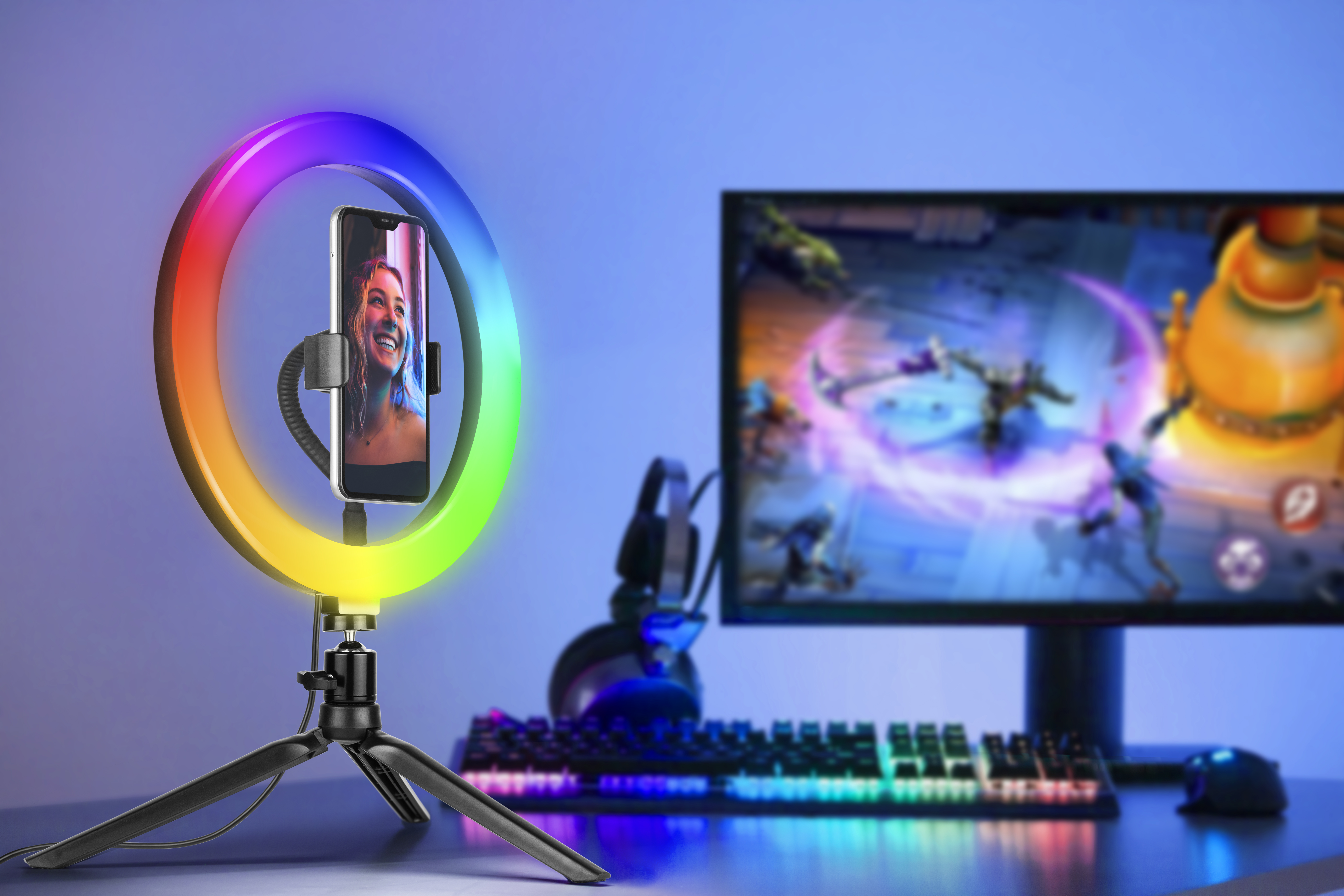 RGB RING Lamp TRACER  26cm with tripod